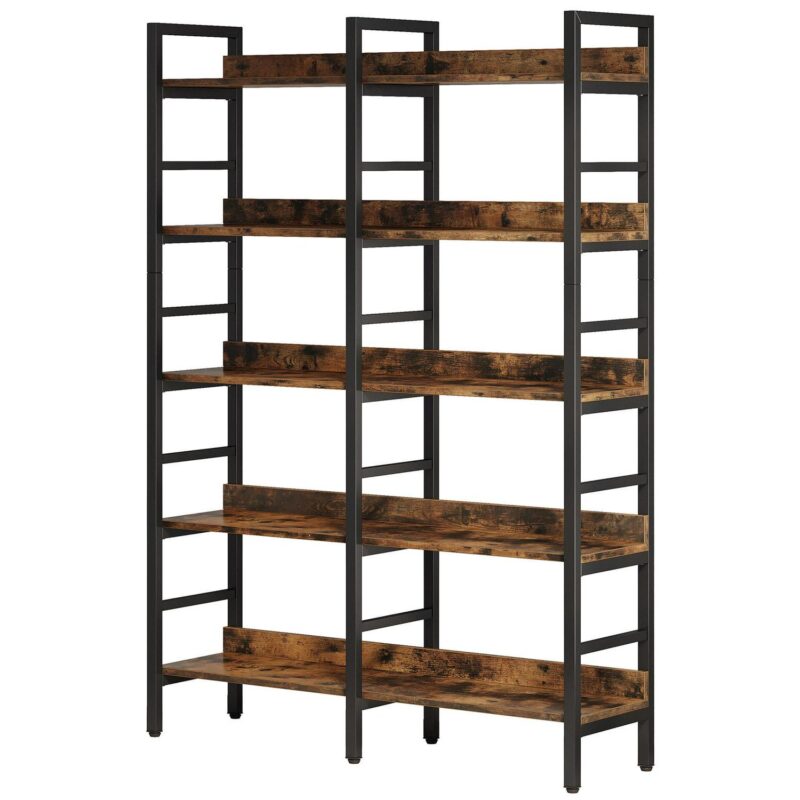 Tribesigns Brown Metal 5 -Shelf Ladder Bookcase ( 47.24-Inches W x 70.87-Inches H x 11.81-Inches D ) Unfinished - Image 6