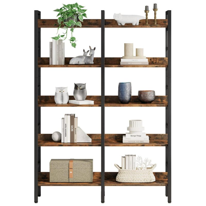 Tribesigns Brown Metal 5 -Shelf Ladder Bookcase ( 47.24-Inches W x 70.87-Inches H x 11.81-Inches D ) Unfinished - Image 7