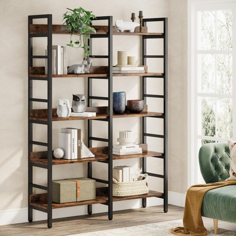 Tribesigns Brown Metal 5 -Shelf Ladder Bookcase ( 47.24-Inches W x 70.87-Inches H x 11.81-Inches D ) Unfinished - Image 8