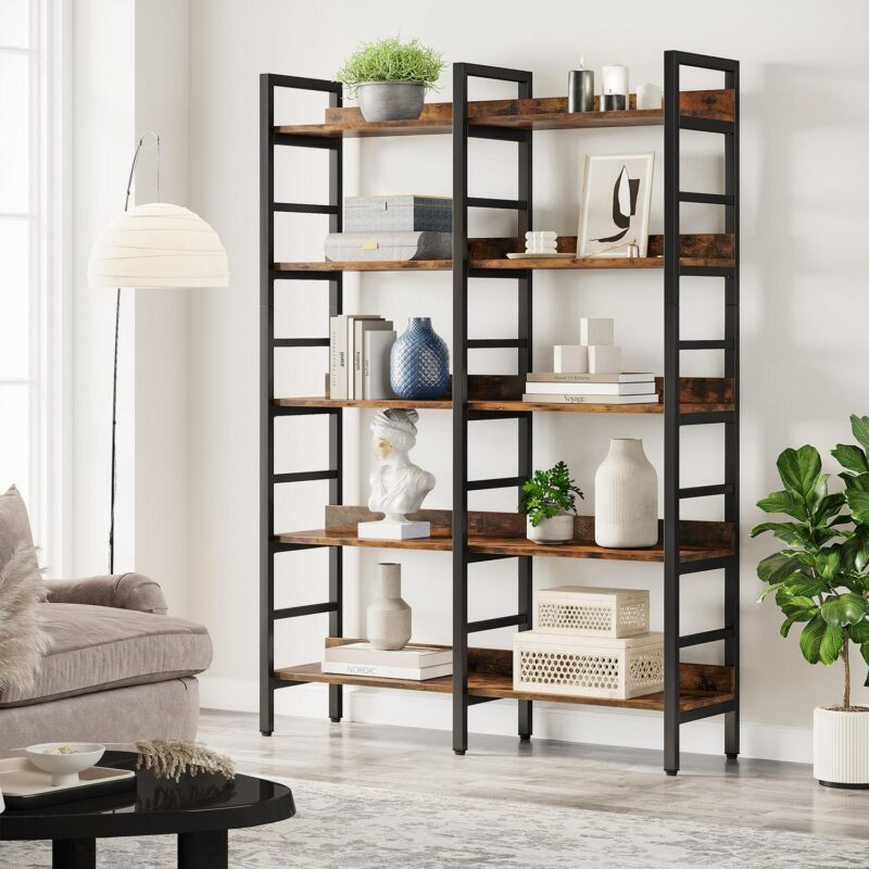 Tribesigns Brown Metal 5 -Shelf Ladder Bookcase ( 47.24-Inches W x 70.87-Inches H x 11.81-Inches D ) Unfinished - Image 11