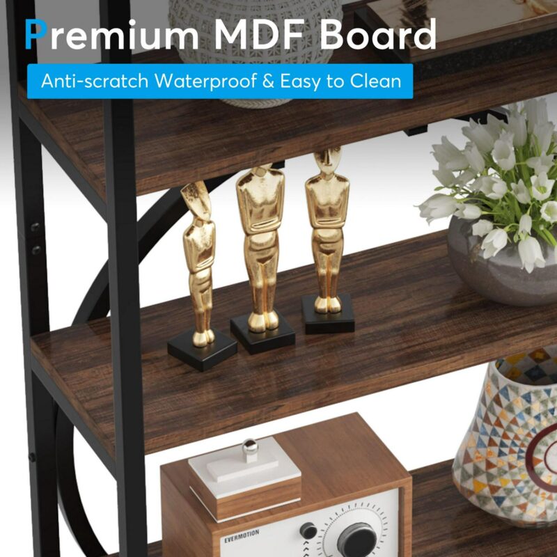 Tribesigns Earlimart Brown Metal 5 -Shelf Bookcase ( 27.56-in W x 70.87-in H x 11.81-in D ) Finished - Image 6