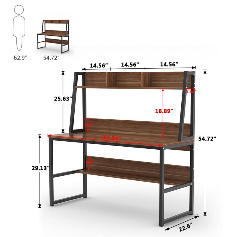 Tribesigns Hoga-C0037 47.24-Inches Brown Modern/Contemporary Computer desk Hutch Included - Image 8