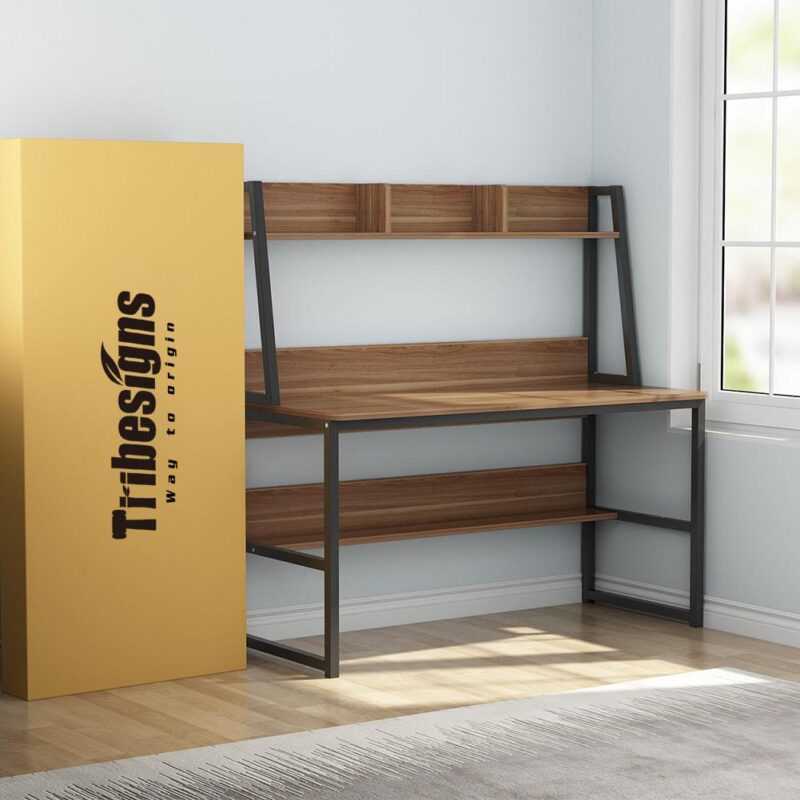 Tribesigns Hoga-C0037 47.24-Inches Brown Modern/Contemporary Computer desk Hutch Included - Image 9