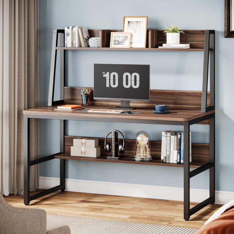 Tribesigns Hoga-C0037 47.24-Inches Brown Modern/Contemporary Computer desk Hutch Included - Image 2