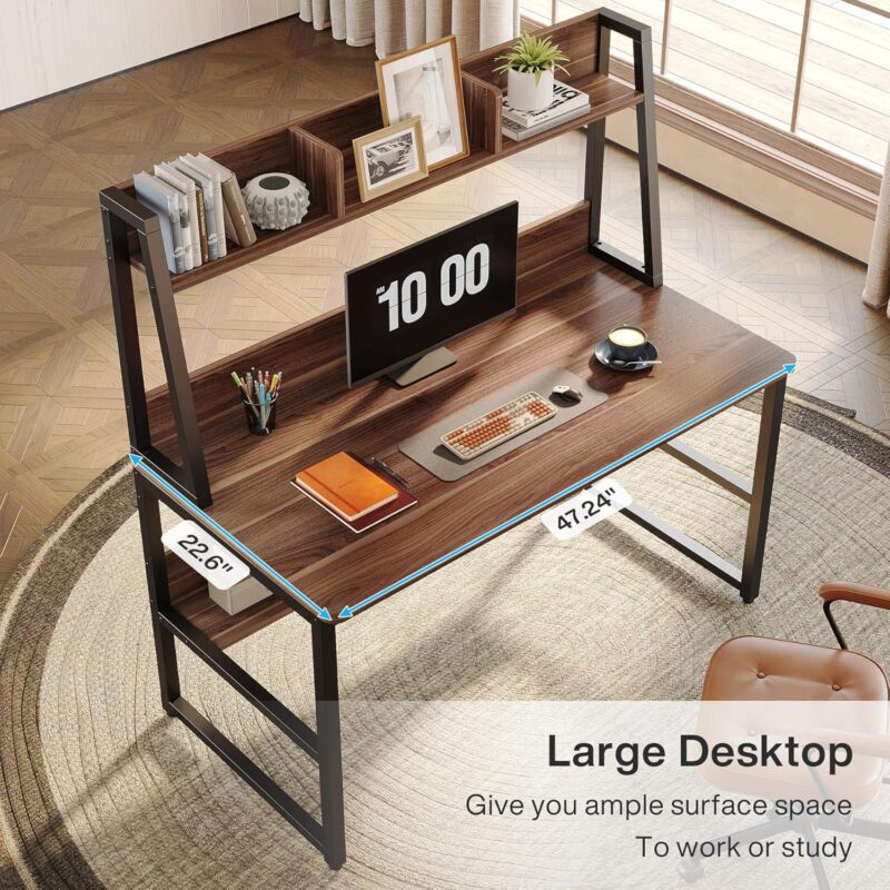 Tribesigns Hoga-C0037 47.24-Inches Brown Modern/Contemporary Computer desk Hutch Included - Image 7