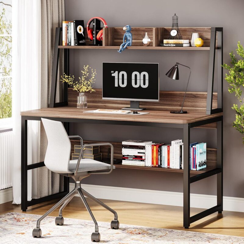 Tribesigns Hoga-C0037 47.24-Inches Brown Modern/Contemporary Computer desk Hutch Included - Image 4