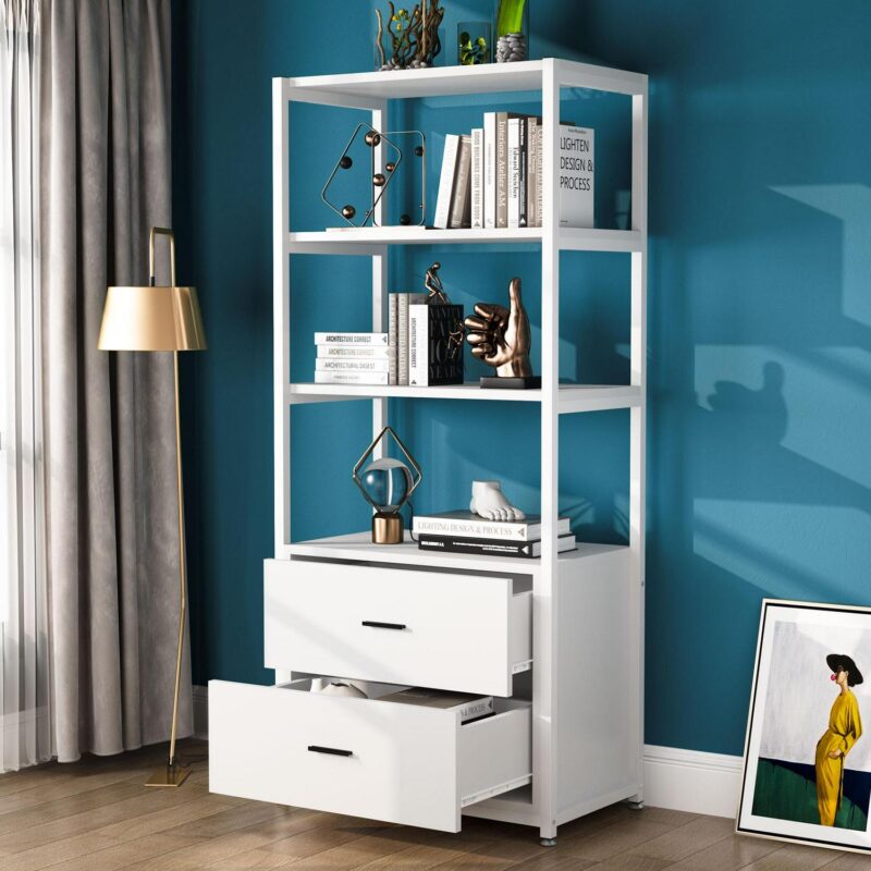 Tribesigns Hoga-f1417 White Metal 4 -Shelf Bookcase ( 23.6-Inches W x 60-Inches H x 15.7-Inches D ) Painted - Image 5