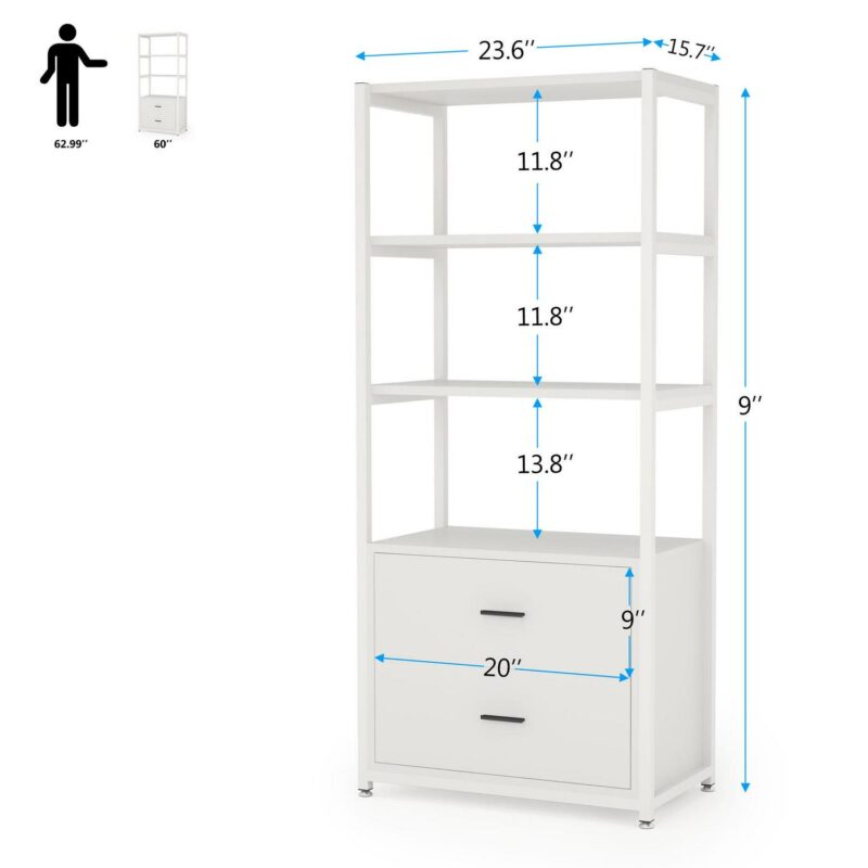 Tribesigns Hoga-f1417 White Metal 4 -Shelf Bookcase ( 23.6-Inches W x 60-Inches H x 15.7-Inches D ) Painted - Image 9