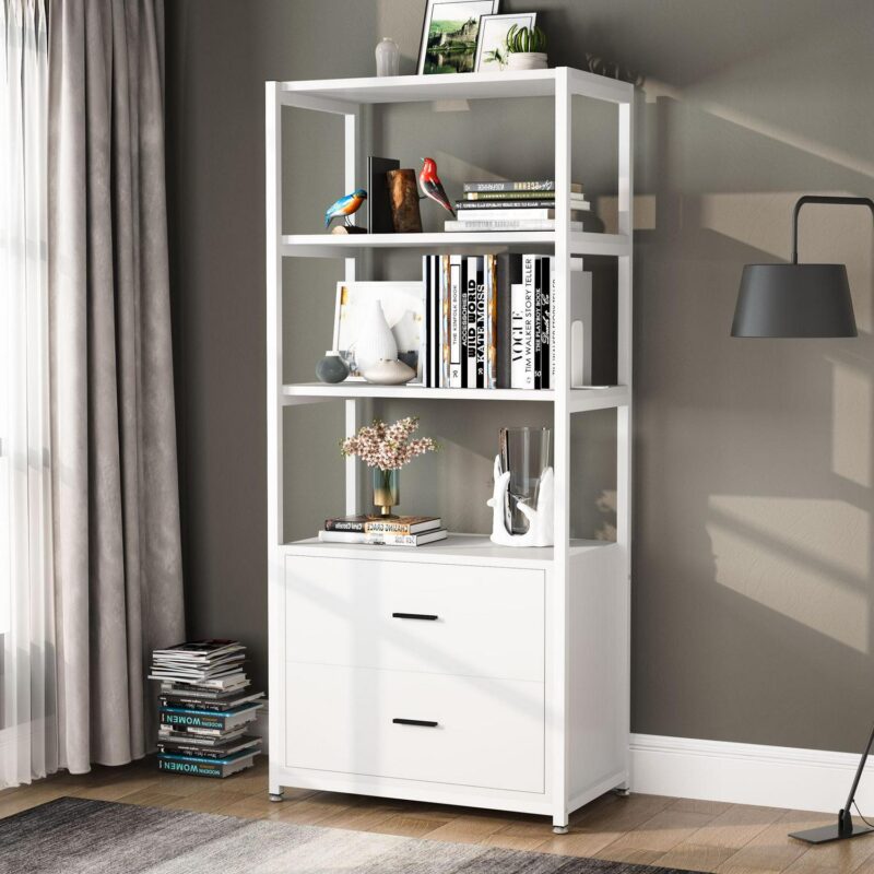 Tribesigns Hoga-f1417 White Metal 4 -Shelf Bookcase ( 23.6-Inches W x 60-Inches H x 15.7-Inches D ) Painted - Image 2