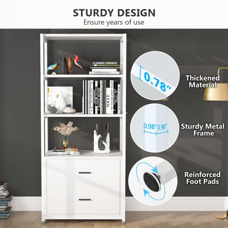 Tribesigns Hoga-f1417 White Metal 4 -Shelf Bookcase ( 23.6-Inches W x 60-Inches H x 15.7-Inches D ) Painted - Image 6