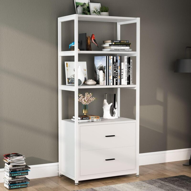 Tribesigns Hoga-f1417 White Metal 4 -Shelf Bookcase ( 23.6-Inches W x 60-Inches H x 15.7-Inches D ) Painted - Image 3