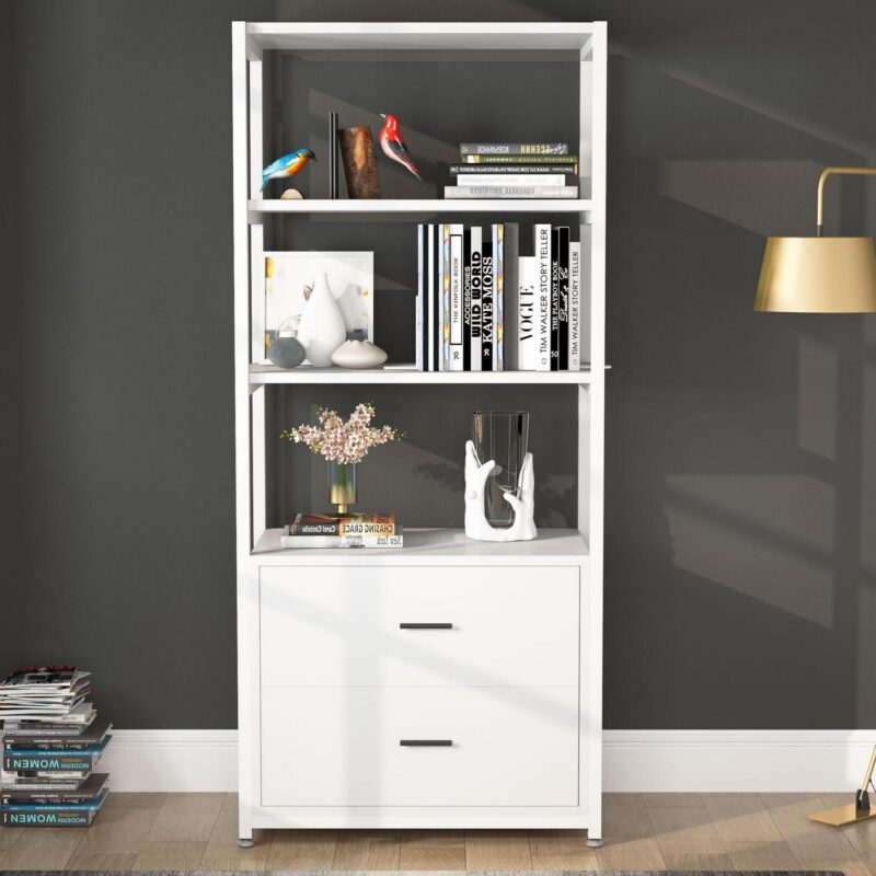 Tribesigns Hoga-f1417 White Metal 4 -Shelf Bookcase ( 23.6-Inches W x 60-Inches H x 15.7-Inches D ) Painted - Image 4