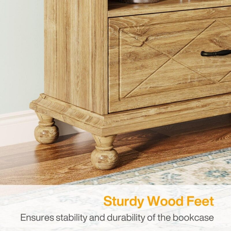 Tribesigns Oak Particleboard 4 -Shelf Bookcase ( 33.46-Inches W x 70.87-Inches H x 13.78-Inches D ) Painted - Image 11