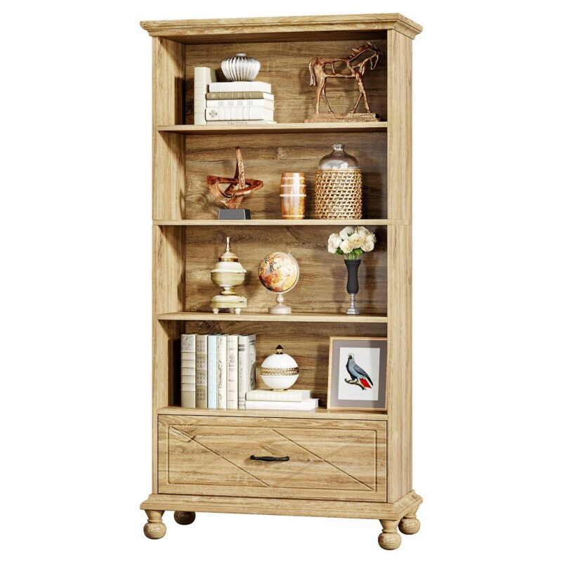 Tribesigns Oak Particleboard 4 -Shelf Bookcase ( 33.46-Inches W x 70.87-Inches H x 13.78-Inches D ) Painted - Image 3