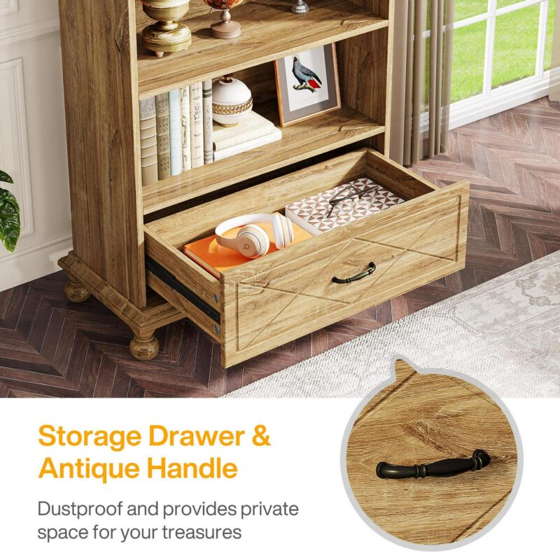 Tribesigns Oak Particleboard 4 -Shelf Bookcase ( 33.46-Inches W x 70.87-Inches H x 13.78-Inches D ) Painted - Image 10