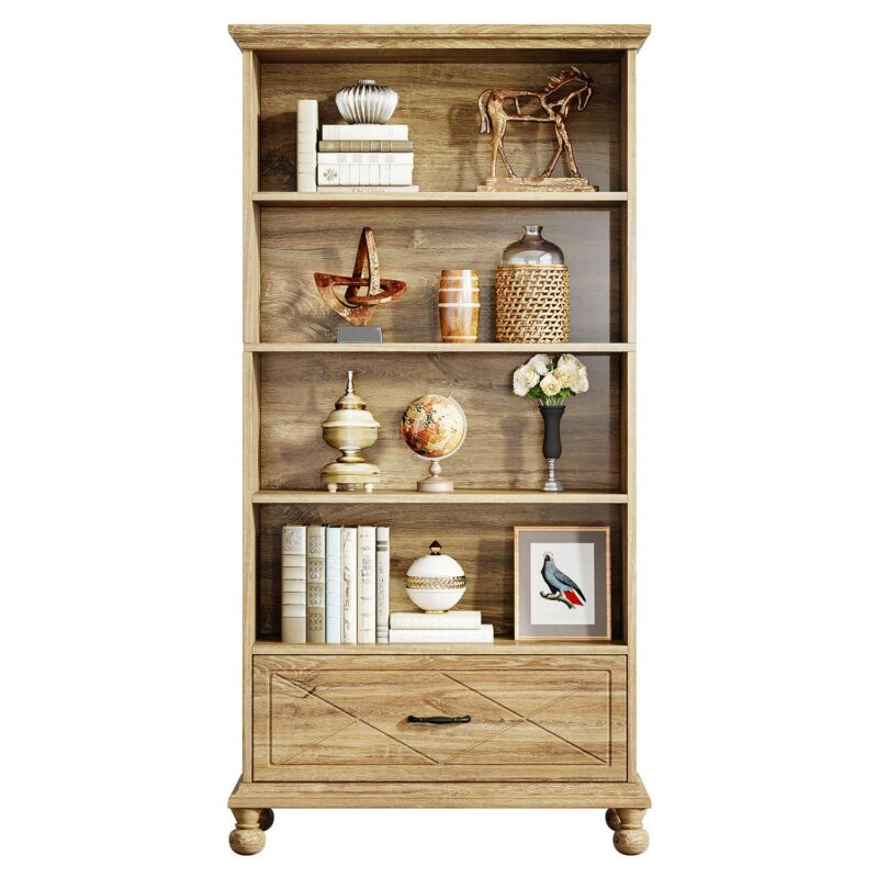 Tribesigns Oak Particleboard 4 -Shelf Bookcase ( 33.46-Inches W x 70.87-Inches H x 13.78-Inches D ) Painted - Image 2