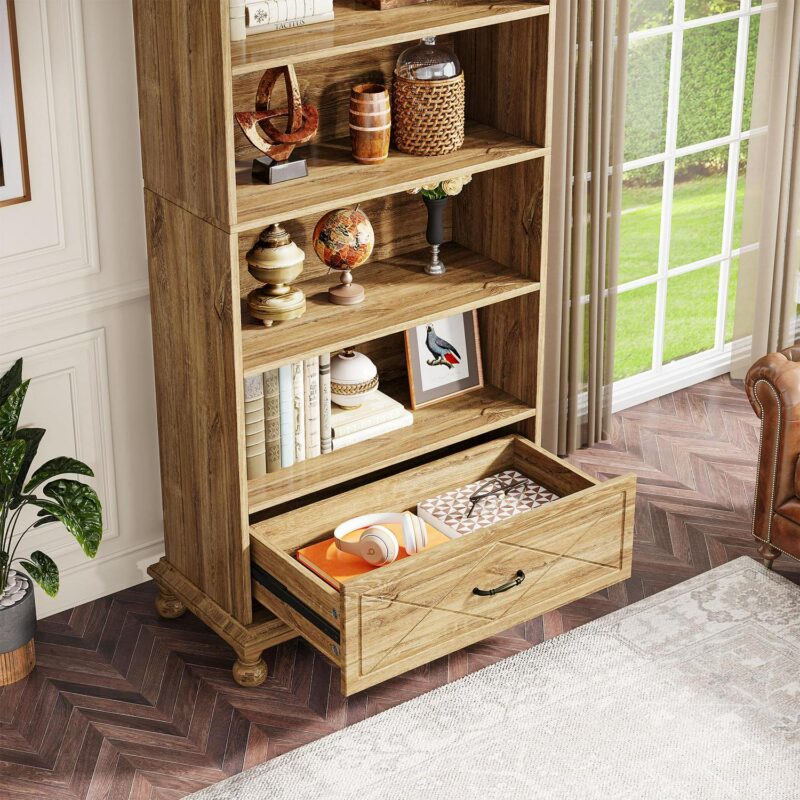 Tribesigns Oak Particleboard 4 -Shelf Bookcase ( 33.46-Inches W x 70.87-Inches H x 13.78-Inches D ) Painted - Image 9
