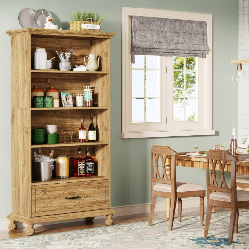 Tribesigns Oak Particleboard 4 -Shelf Bookcase ( 33.46-Inches W x 70.87-Inches H x 13.78-Inches D ) Painted - Image 8