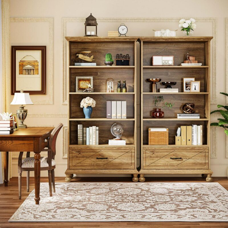 Tribesigns Oak Particleboard 4 -Shelf Bookcase ( 33.46-Inches W x 70.87-Inches H x 13.78-Inches D ) Painted - Image 7