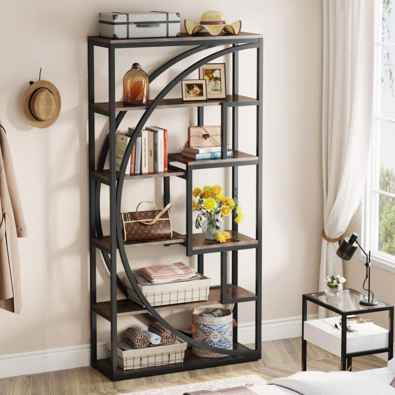 Tribesigns Rustic Brown Metal 5 -Shelf Bookcase ( 31.49-Inches W x 70.47-Inches H x 11.81-Inches D ) Painted - Image 5