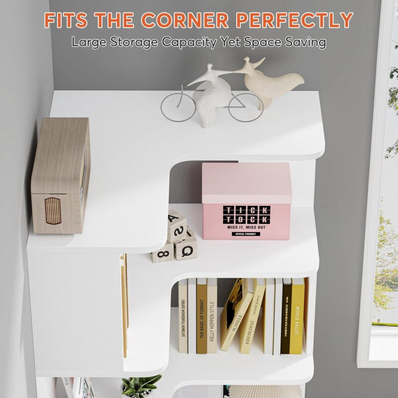 Tribesigns White MDF 6 -Shelf Bookcase ( 23.62-in W x 64.95-in H x 23.62-in D ) Finished - Image 9