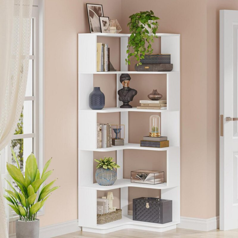 Tribesigns White MDF 6 -Shelf Bookcase ( 23.62-in W x 64.95-in H x 23.62-in D ) Finished - Image 5