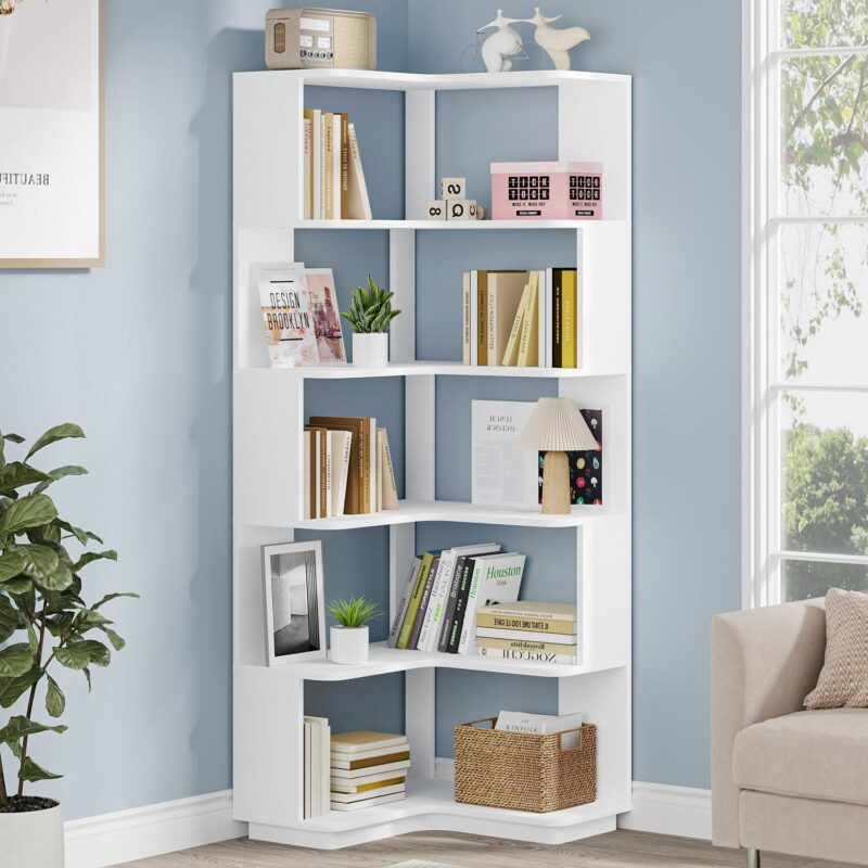 Tribesigns White MDF 6 -Shelf Bookcase ( 23.62-in W x 64.95-in H x 23.62-in D ) Finished - Image 2