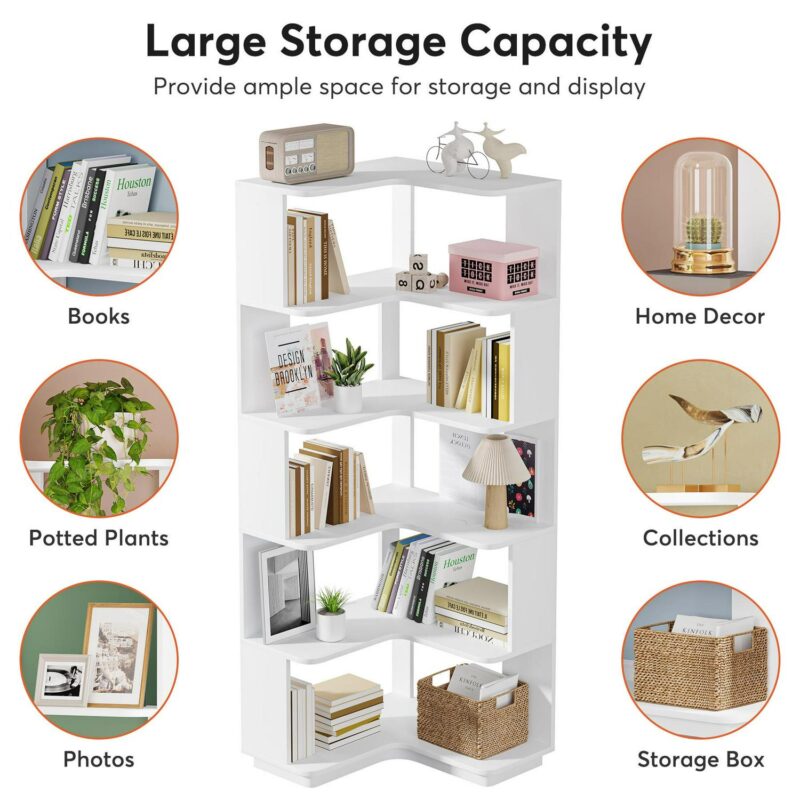 Tribesigns White MDF 6 -Shelf Bookcase ( 23.62-in W x 64.95-in H x 23.62-in D ) Finished - Image 8