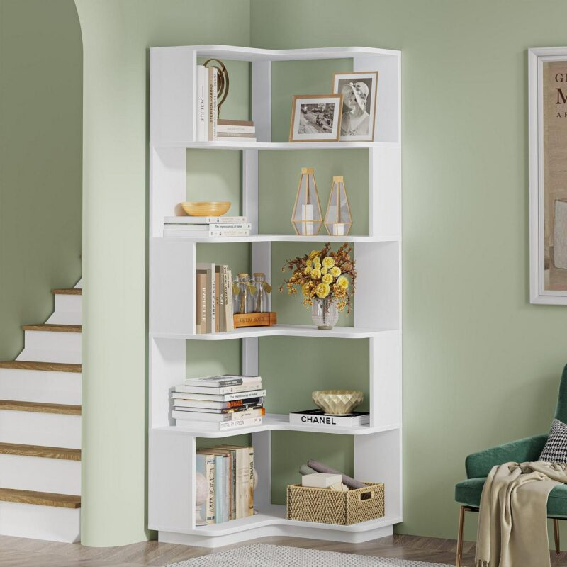 Tribesigns White MDF 6 -Shelf Bookcase ( 23.62-in W x 64.95-in H x 23.62-in D ) Finished - Image 4