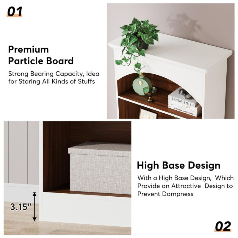 Tribesigns White Particleboard 5 -Shelf Bookcase ( 29.53-Inches W x 70.86-Inches H x 11.81-Inches D ) Painted - Image 9