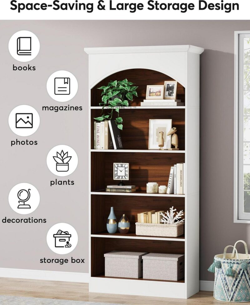 Tribesigns White Particleboard 5 -Shelf Bookcase ( 29.53-Inches W x 70.86-Inches H x 11.81-Inches D ) Painted - Image 10