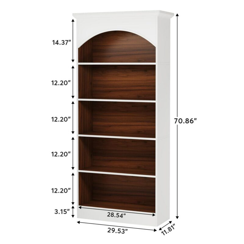 Tribesigns White Particleboard 5 -Shelf Bookcase ( 29.53-Inches W x 70.86-Inches H x 11.81-Inches D ) Painted - Image 11