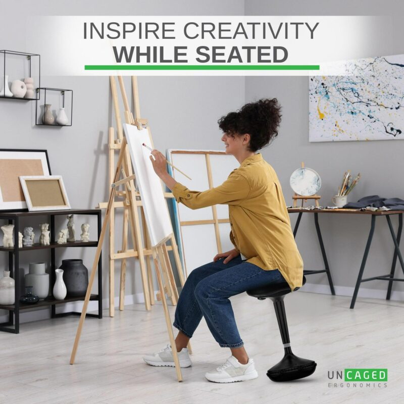 Uncaged Ergonomics Black Contemporary Ergonomic Adjustable Height Swivel Upholstered Desk Chair - Image 6
