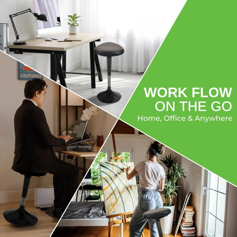 Uncaged Ergonomics Black Contemporary Ergonomic Adjustable Height Swivel Upholstered Desk Chair - Image 7