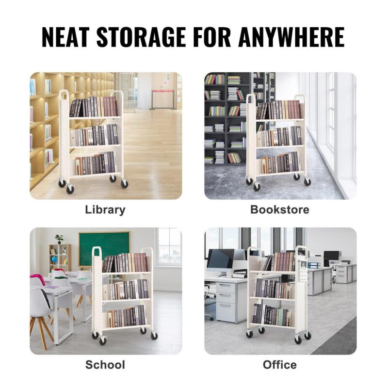 VEVOR White Metal 3 -Shelf Bookcase ( 15.2-in W x 49.2-in H x 31.1-in D ) Painted - Image 10