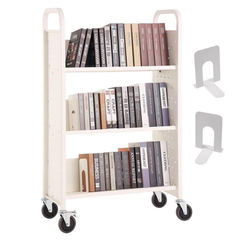 VEVOR White Metal 3 -Shelf Bookcase ( 15.2-in W x 49.2-in H x 31.1-in D ) Painted - Image 4