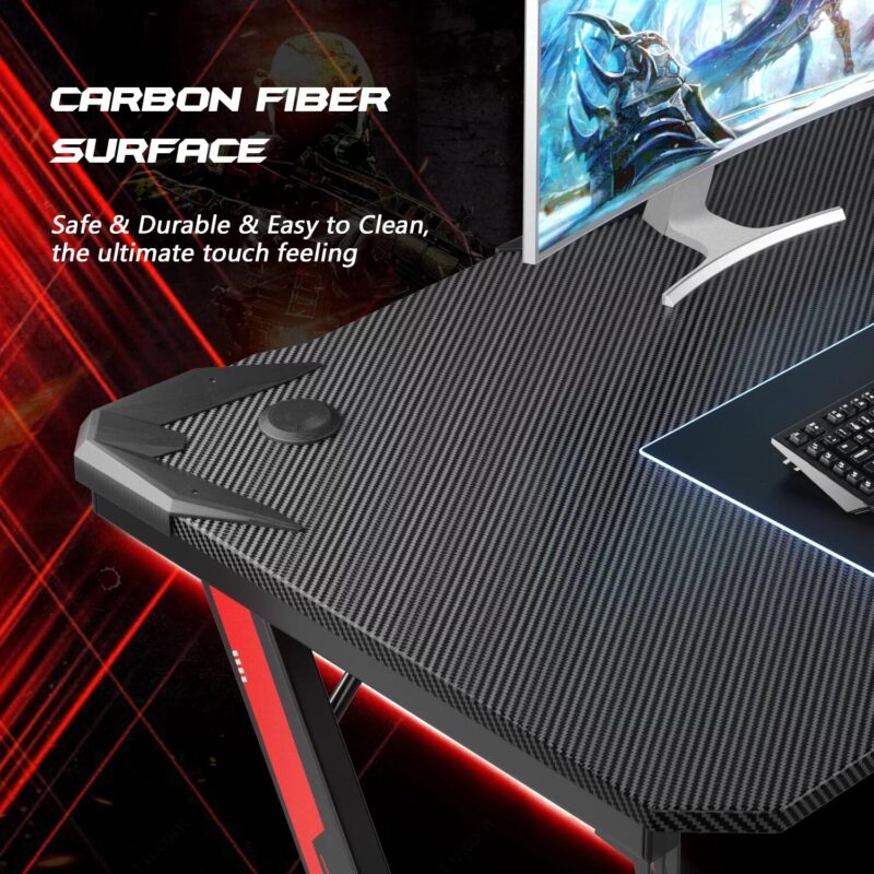 Vineego 55-Inches Black Modern/Contemporary Gaming desk - Image 4