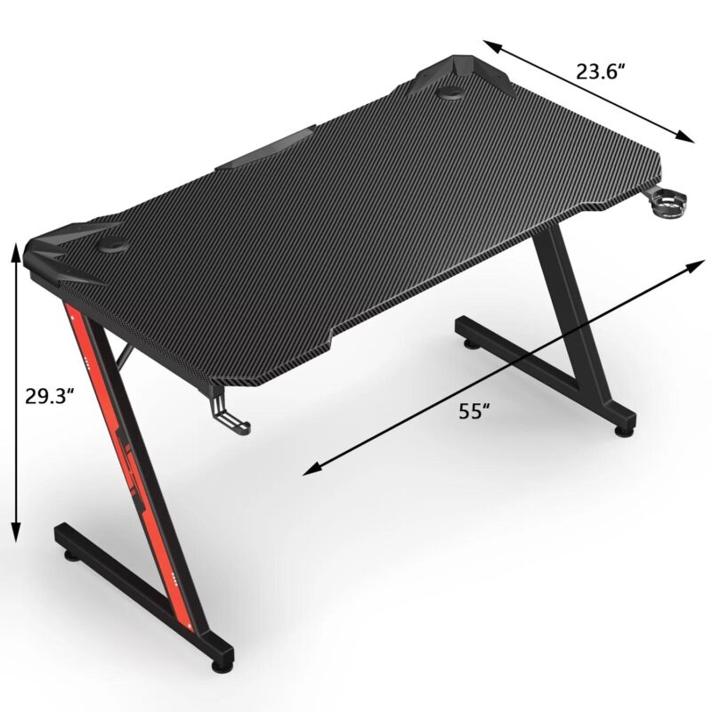Vineego 55-Inches Black Modern/Contemporary Gaming desk - Image 6