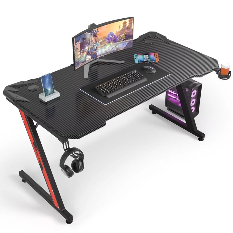 Vineego 55-Inches Black Modern/Contemporary Gaming desk