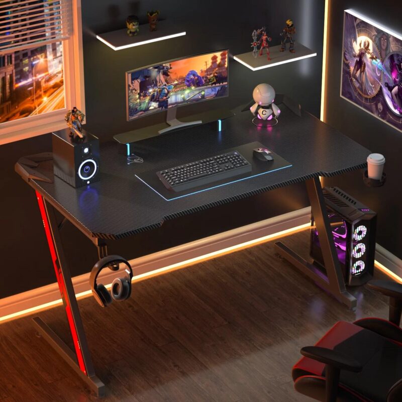 Vineego 55-Inches Black Modern/Contemporary Gaming desk - Image 3
