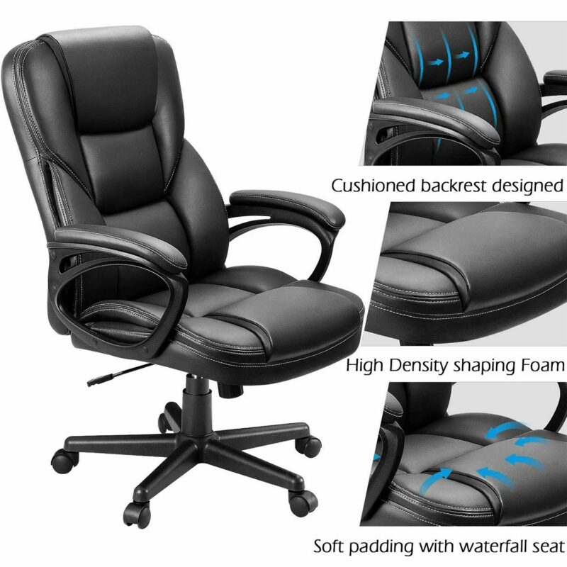Vineego High Back PU Leather Executive Office Desk Chair Adjustable Ergonomic swivel Computer Chair with Lumbar Support and Armrest - Image 5
