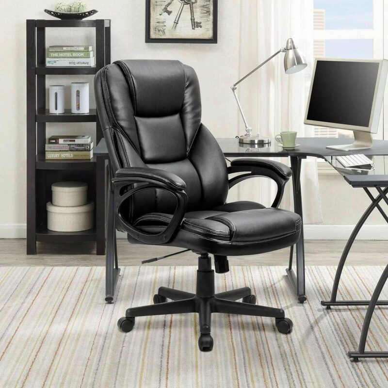 Vineego High Back PU Leather Executive Office Desk Chair Adjustable Ergonomic swivel Computer Chair with Lumbar Support and Armrest - Image 2