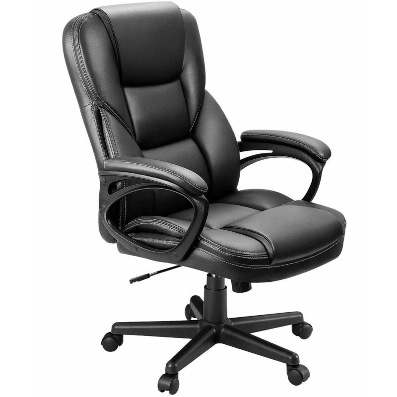 Vineego High Back PU Leather Executive Office Desk Chair Adjustable Ergonomic swivel Computer Chair with Lumbar Support and Armrest
