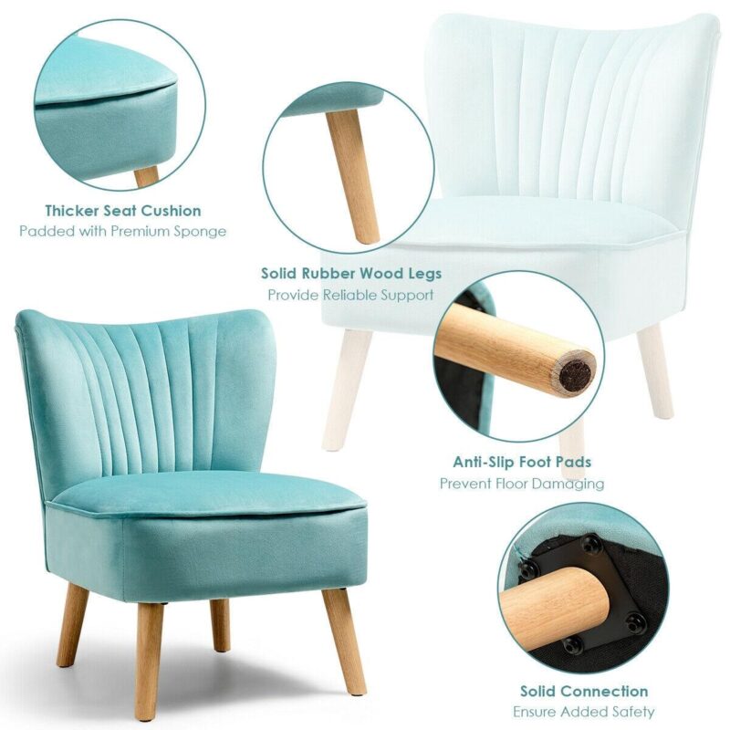 WELLFOR Cy Accent Chairs Casual Green Velvet Accent Chair - Image 8