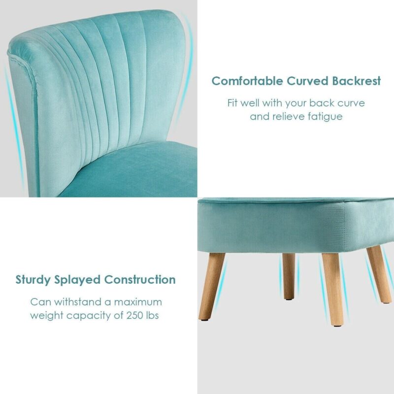 WELLFOR Cy Accent Chairs Casual Green Velvet Accent Chair - Image 9