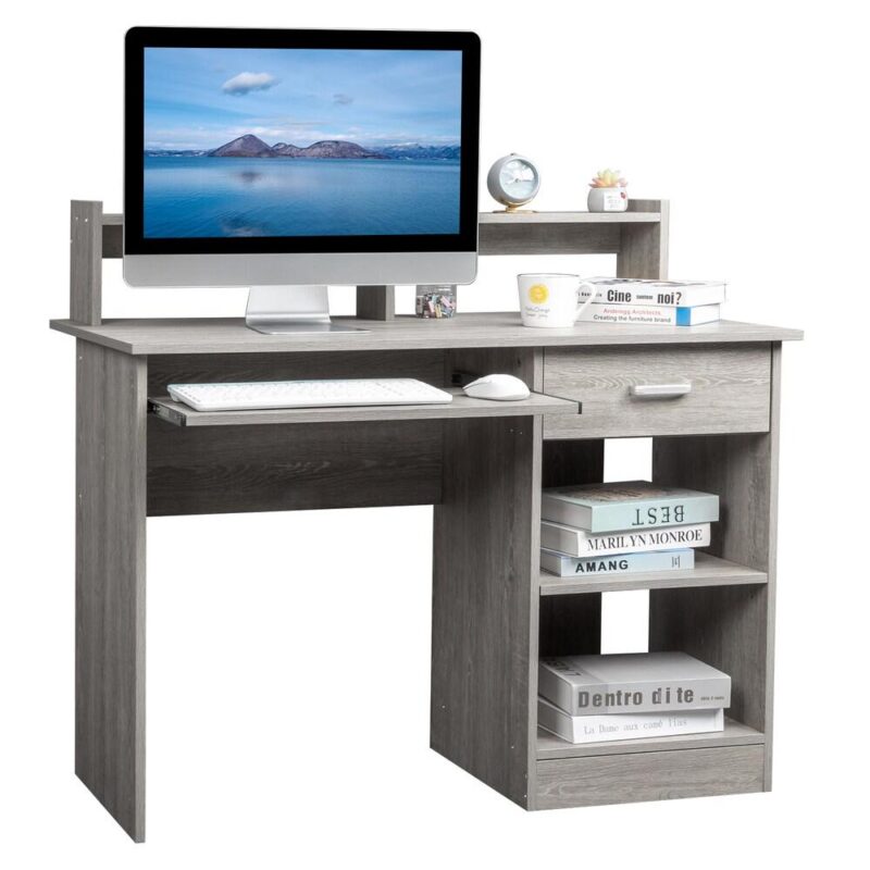 Winado 43.30-Inches Gray Modern/Contemporary Computer desk Hutch Included - Image 7