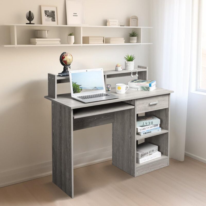 Winado 43.30-Inches Gray Modern/Contemporary Computer desk Hutch Included - Image 2