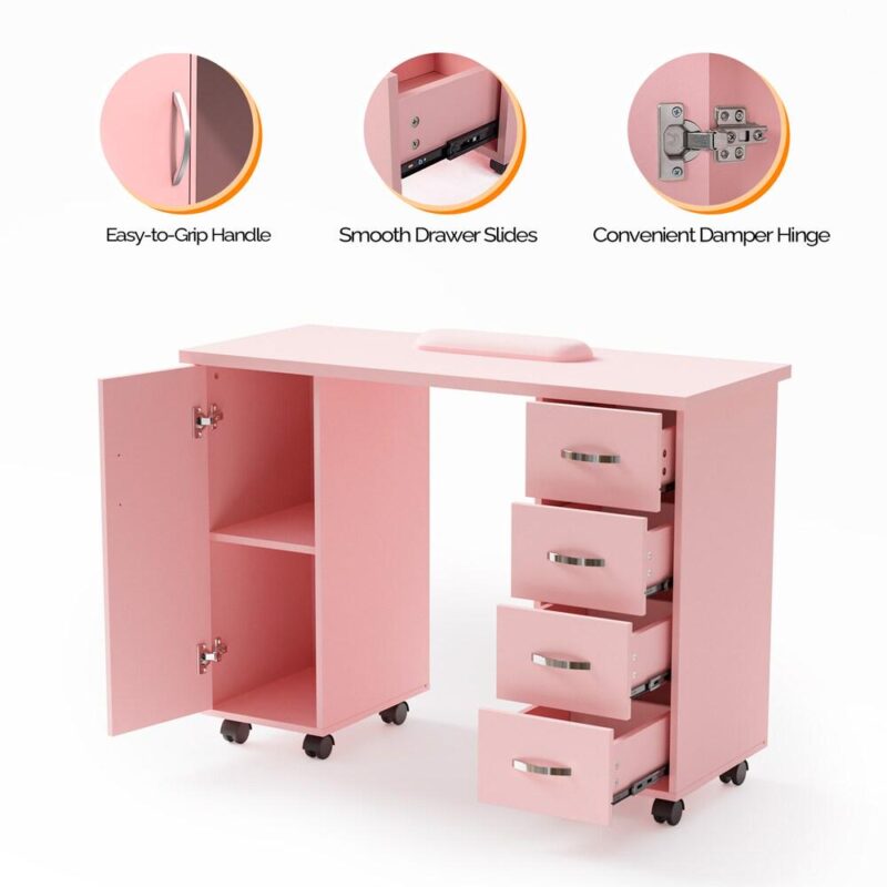 Winado 43.30-Inches Pink Modern/Contemporary Pine Writing desk - Image 5