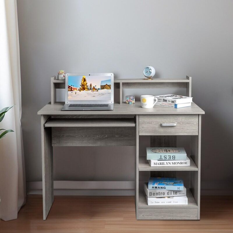 Winado 43.30-Inches Gray Modern/Contemporary Computer desk Hutch Included - Image 3