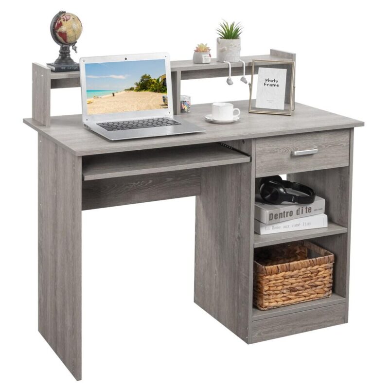 Winado 43.30-Inches Gray Modern/Contemporary Computer desk Hutch Included - Image 8